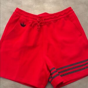 😎 Adidas Red Shorts with Charcoal Stripes